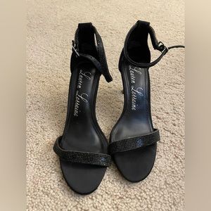 Lauren Lorraine Black Strap Rhinestone Heels - size 5